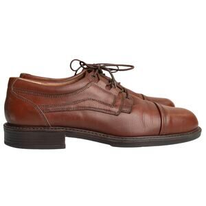 Mario Rossi Leather Oxford Dress Shoes Cognac Brown Handmade Italy Size 9.5 -EUC